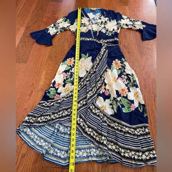 Anthropologie Farm Rio Midnight Flower Wrap Dress - Picture 7 of 8